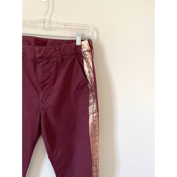 Mother High Rise Fray Raw Hem Shaker Prep Chino Pants Maroon Size 27 - Picture 5 of 11